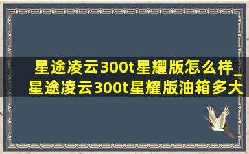 星途凌云300t星耀版怎么样_星途凌云300t星耀版油箱多大