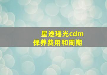 星途瑶光cdm保养费用和周期