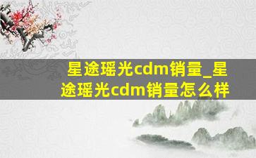 星途瑶光cdm销量_星途瑶光cdm销量怎么样