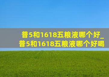 普5和1618五粮液哪个好_普5和1618五粮液哪个好喝