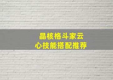 晶核格斗家云心技能搭配推荐