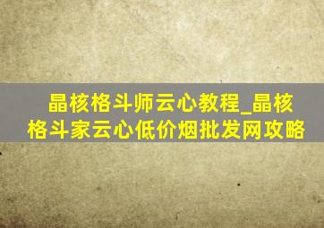 晶核格斗师云心教程_晶核格斗家云心(低价烟批发网)攻略