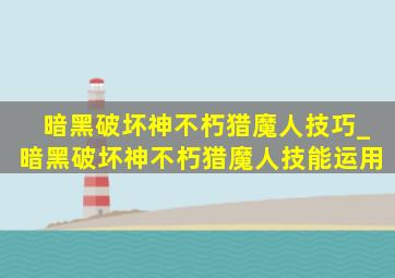 暗黑破坏神不朽猎魔人技巧_暗黑破坏神不朽猎魔人技能运用