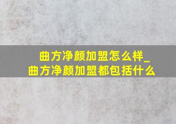 曲方净颜加盟怎么样_曲方净颜加盟都包括什么