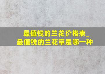 最值钱的兰花价格表_最值钱的兰花草是哪一种