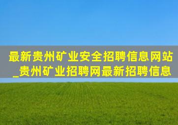 最新贵州矿业安全招聘信息网站_贵州矿业招聘网最新招聘信息