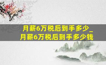 月薪6万税后到手多少_月薪6万税后到手多少钱