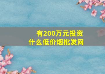 有200万元投资什么(低价烟批发网)