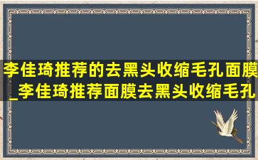 李佳琦推荐的去黑头收缩毛孔面膜_李佳琦推荐面膜去黑头收缩毛孔