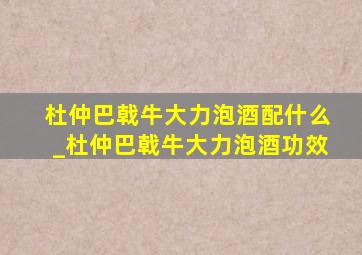 杜仲巴戟牛大力泡酒配什么_杜仲巴戟牛大力泡酒功效