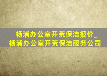 杨浦办公室开荒保洁报价_杨浦办公室开荒保洁服务公司