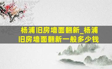 杨浦旧房墙面翻新_杨浦旧房墙面翻新一般多少钱