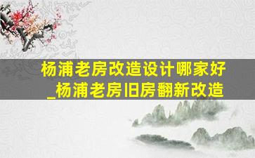 杨浦老房改造设计哪家好_杨浦老房旧房翻新改造