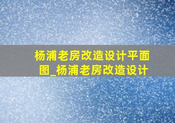 杨浦老房改造设计平面图_杨浦老房改造设计