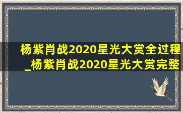 杨紫肖战2020星光大赏全过程_杨紫肖战2020星光大赏完整版