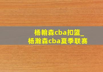 杨翰森cba扣篮_杨瀚森cba夏季联赛