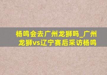 杨鸣会去广州龙狮吗_广州龙狮vs辽宁赛后采访杨鸣