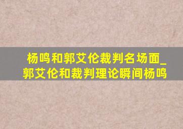 杨鸣和郭艾伦裁判名场面_郭艾伦和裁判理论瞬间杨鸣