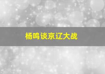 杨鸣谈京辽大战