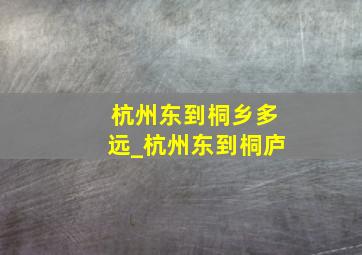 杭州东到桐乡多远_杭州东到桐庐