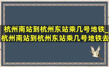 杭州南站到杭州东站乘几号地铁_杭州南站到杭州东站乘几号地铁去