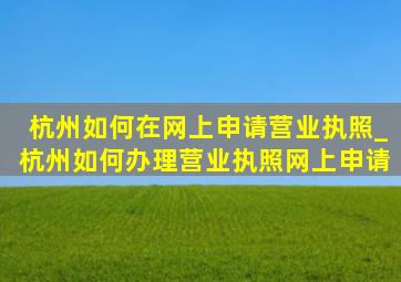 杭州如何在网上申请营业执照_杭州如何办理营业执照网上申请