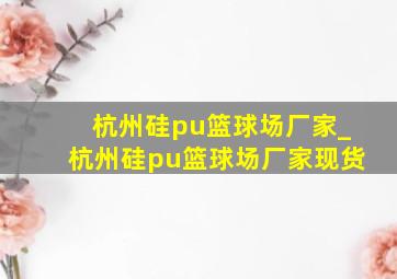 杭州硅pu篮球场厂家_杭州硅pu篮球场厂家现货