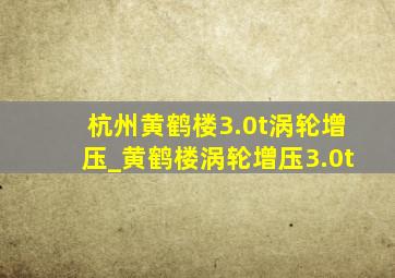 杭州黄鹤楼3.0t涡轮增压_黄鹤楼涡轮增压3.0t