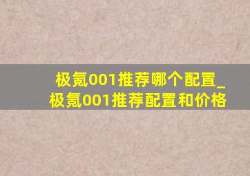 极氪001推荐哪个配置_极氪001推荐配置和价格