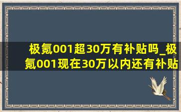 极氪001超30万有补贴吗_极氪001现在30万以内还有补贴吗