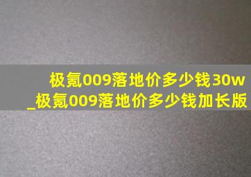 极氪009落地价多少钱30w_极氪009落地价多少钱加长版