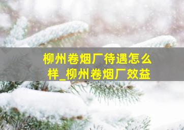 柳州卷烟厂待遇怎么样_柳州卷烟厂效益