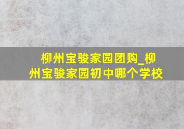 柳州宝骏家园团购_柳州宝骏家园初中哪个学校