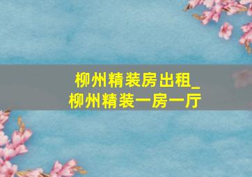 柳州精装房出租_柳州精装一房一厅