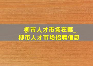 柳市人才市场在哪_柳市人才市场招聘信息