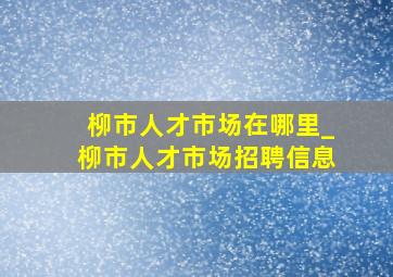 柳市人才市场在哪里_柳市人才市场招聘信息