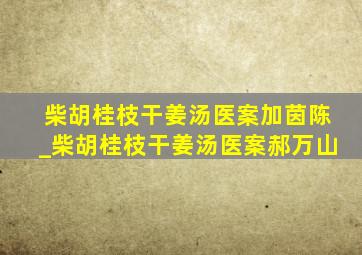 柴胡桂枝干姜汤医案加茵陈_柴胡桂枝干姜汤医案郝万山