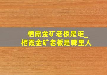 栖霞金矿老板是谁_栖霞金矿老板是哪里人