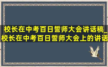 校长在中考百日誓师大会讲话稿_校长在中考百日誓师大会上的讲话