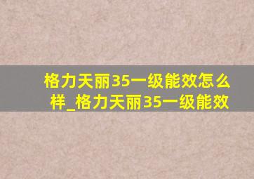 格力天丽35一级能效怎么样_格力天丽35一级能效