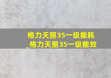 格力天丽35一级能耗_格力天丽35一级能效