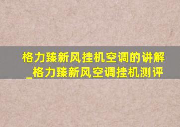 格力臻新风挂机空调的讲解_格力臻新风空调挂机测评