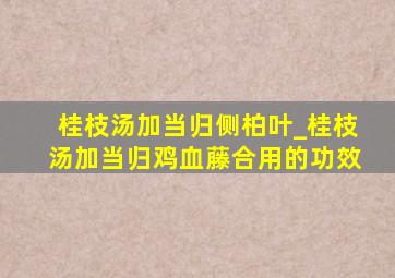 桂枝汤加当归侧柏叶_桂枝汤加当归鸡血藤合用的功效