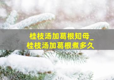 桂枝汤加葛根知母_桂枝汤加葛根煮多久