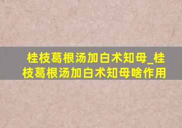 桂枝葛根汤加白术知母_桂枝葛根汤加白术知母啥作用