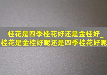 桂花是四季桂花好还是金桂好_桂花是金桂好呢还是四季桂花好呢