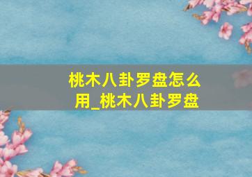 桃木八卦罗盘怎么用_桃木八卦罗盘