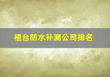 桓台防水补漏公司排名