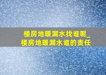 楼房地暖漏水找谁呢_楼房地暖漏水谁的责任