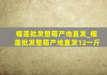 榴莲批发整箱产地直发_榴莲批发整箱产地直发12一斤